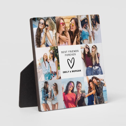 Modern Best Friends Forever Foto Collage Namen Fotoplatte (Vorderseite)