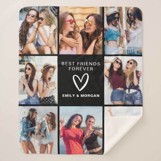 Modern Best Friends Forever Foto Collage Namen Sherpadecke (Vorderseite)