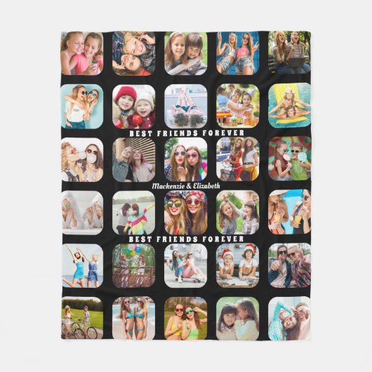 Modern Best Friends Foto Collage Black MEDIUM Fleecedecke (Vorderseite)