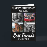 Modern Best Friends Foto Collage Happy Geburtstag Karte<br><div class="desc">Passen Sie eine Geburtstagskarte für Ihre Kinder an,  indem Sie einfach 4 Ihrer bevorzugten Fotos hochladen. Mit dem Text 'Happy Birthday',  ihrem Namen und dem süßen Zitat Best Friends Forever.</div>