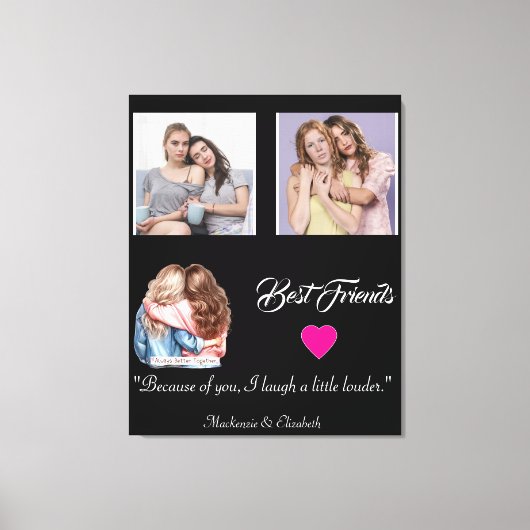 Modern Best Friends Photo Grid Keepsake Gift Plaqu Leinwanddruck (Vorderseite)