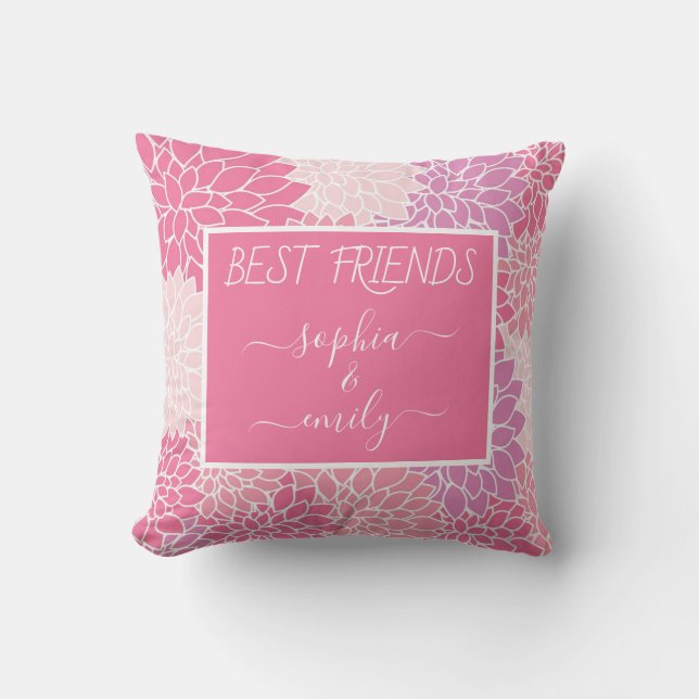 Modern Best Friends Script Name Pink Dahlia Kissen (Vorderseite)