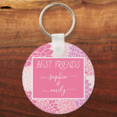 Modern Best Friends Script Name Pink Dahlia Schlüsselanhänger (Vorderseite)