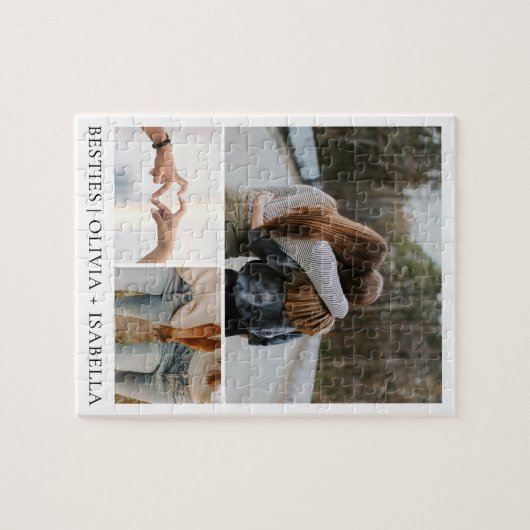 Modern Best Friends Simple Besties Photo Collage Puzzle (Horizontal)