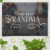 Modern Best Grandma Ever Foto Personalisiert Geschirrtuch (Gefaltet)