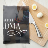 Modern Best Grandma Ever Foto Personalisiert Geschirrtuch (Viertel Falte)