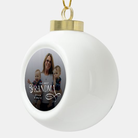 Modern Best Grandma Ever Photo Personalized Keramik Kugel-Ornament (Rechts)