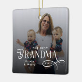 Modern Best Grandma Ever Photo Personalized Keramikornament (Links)