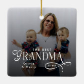 Modern Best Grandma Ever Photo Personalized Keramikornament (Rückseite)
