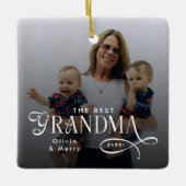 Modern Best Grandma Ever Photo Personalized Keramikornament (Vorderseite)
