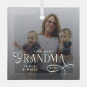 Modern Best Grandma Ever Photo Personalized Ornament Aus Glas (Vorderseite)