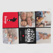 Modern Best Grandpa by Par Photo Collage Gift Golfhandtuch (Horizontal)