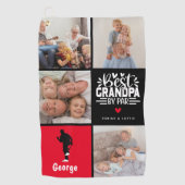 Modern Best Grandpa by Par Photo Collage Gift Golfhandtuch (Vorderseite)