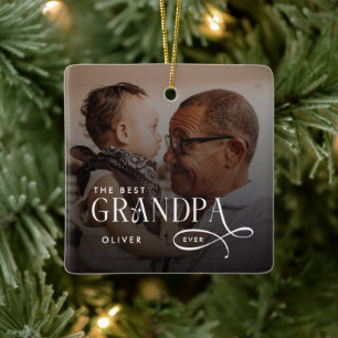 Modern Best GrandPa Ever Foto Personalisiert Keramikornament
