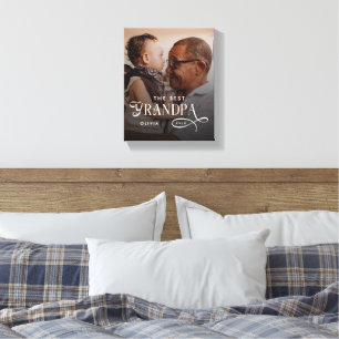 Modern Best GrandPa Ever Foto Personalisiert Leinwanddruck