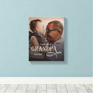 Modern Best GrandPa Ever Foto Personalisiert Leinwanddruck