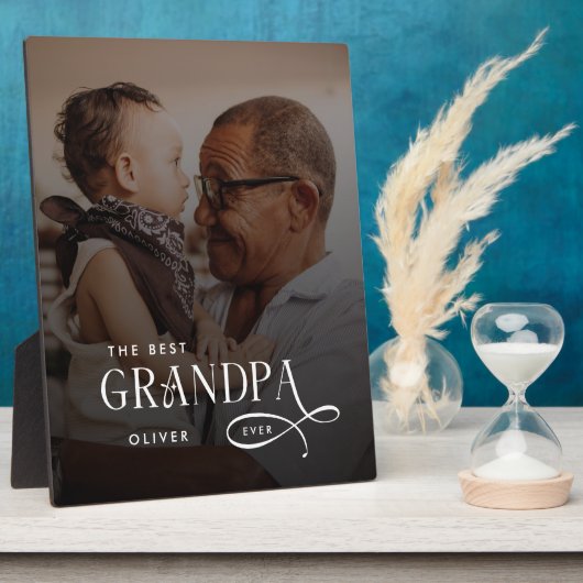 Modern Best GrandPa Ever Photo Personalized Fotoplatte (Seite)