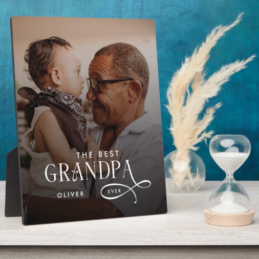 Modern Best GrandPa Ever Photo Personalized Fotoplatte (Seite)