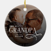 Modern Best GrandPa Ever Photo Personalized Keramik Ornament (Hinten)