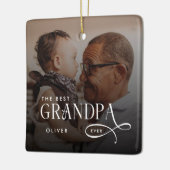 Modern Best GrandPa Ever Photo Personalized Keramikornament (Links)