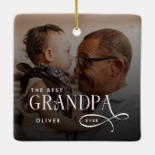 Modern Best GrandPa Ever Photo Personalized Keramikornament (Rückseite)