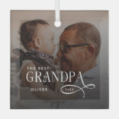 Modern Best GrandPa Ever Photo Personalized Ornament Aus Glas (Vorderseite)