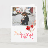 Modern Best Mama Foto Wasserfarben Rose Karte (Vorderseite)