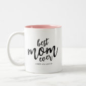Modern Best Mama je Mommy Kids Name Script Zweifarbige Tasse (Links)
