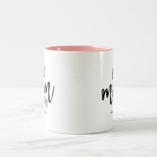 Modern Best Mama je Mommy Kids Name Script Zweifarbige Tasse (Mittel)