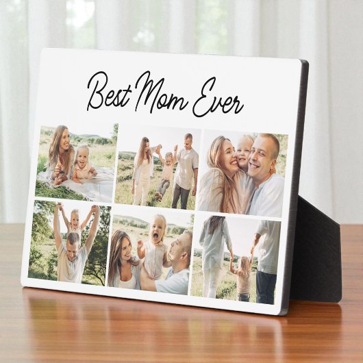 Modern Best Mom Ever Custom 6 Photo Collage Fotoplatte