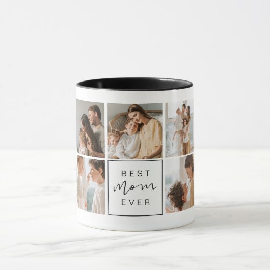 Modern Best Mom Ever Custom Photo Coffee Tasse (Zentrum)