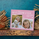 Modern Best Mom Ever Photo Heart Mothers Day Gifts Fotoplatte<br><div class="desc">Celebrate the woman whose love feels like home. This Best Mom Ever Heart Photo Plaque turns two of your most treasured memories into a beautiful daily reminder of how deeply she’s loved. Designed with a modern minimalist layout, elegant typography, and a soft heart detail, it captures the story of all...</div>