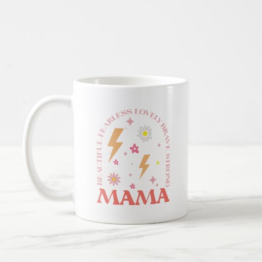 Modern Best Mum Orange und Pink Kaffeetasse (Links)