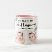 Modern Best Nana Custom Foto Collage Name Herz Zweifarbige Tasse (Mittel)