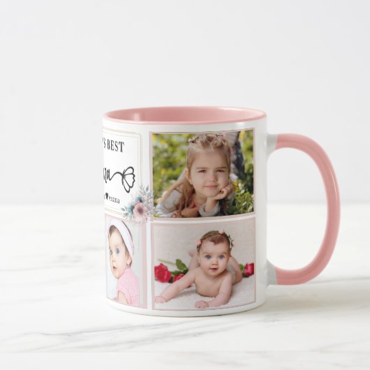Modern Best Nana Custom Photo Collage Name Heart Tasse (Rechts)