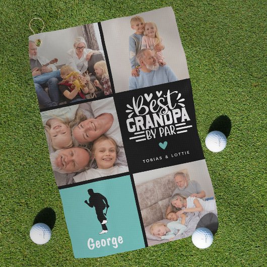 Modern Best Opa by Par Foto Collage Geschenk Golfhandtuch