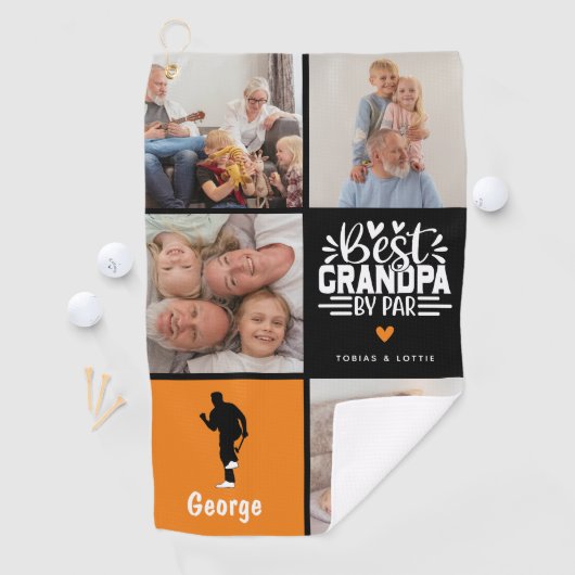Modern Best Opa by Par Foto Collage Geschenk Golfhandtuch (Insitu)