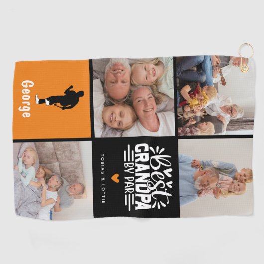 Modern Best Opa by Par Foto Collage Geschenk Golfhandtuch (Horizontal)