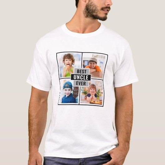 Modern Best Uncle Ever 4 Foto Collage T - Shirt (Vorderseite)