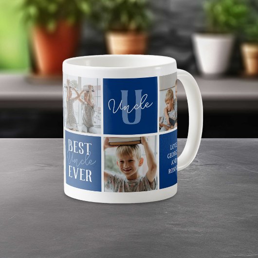 Modern Best Uncle jemals Foto Collage Blue Kaffeetasse