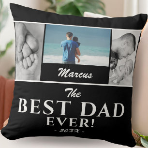 Modern Best Vater Black Vatertag 3 FotoCollage Kissen