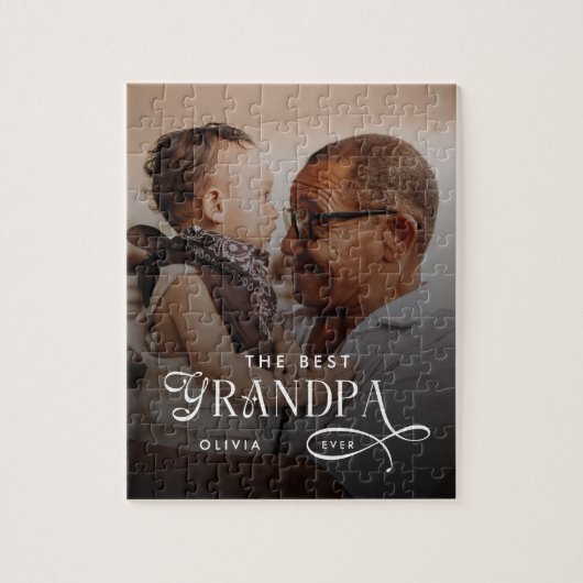 Modern Bester Opa Aller Zeiten Personalisiertes Fo Puzzle (Vertikal)