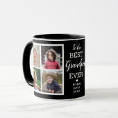 Modern Bester Opa Ever 8 Fotocollage Schwarz Tasse (Vorderseite Links)