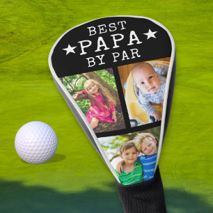 Modern Bester Papa von Par 3 Foto-Collage Schwarz Golf Headcover