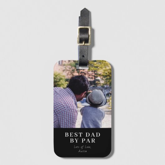 Modern bester Vater per Par Custom Foto Golf Gesch Gepäckanhänger (Vorderseite Vertikal)