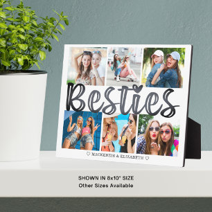 Modern BESTIES 6 Photo Collage Custom Text 8x10 Fotoplatte