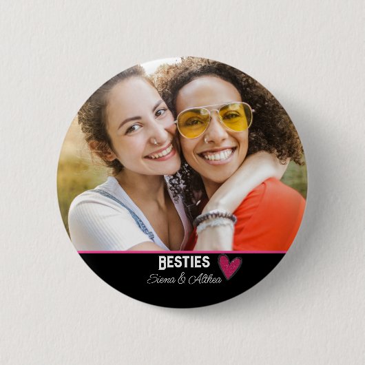 Modern Besties Best Friend Photo Button (Vorderseite)