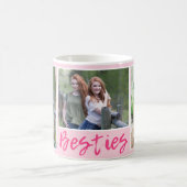 Modern Besties Typography 3 Photo Collage Pink Kaffeetasse (Mittel)
