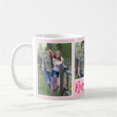 Modern Besties Typography 3 Photo Collage Pink Kaffeetasse (Links)