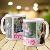 Modern Besties Typography 3 Photo Collage Pink Kaffeetasse
